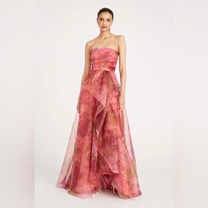 Theia Fahreta Evening Gown, size 8, Organza, multi colored floral.